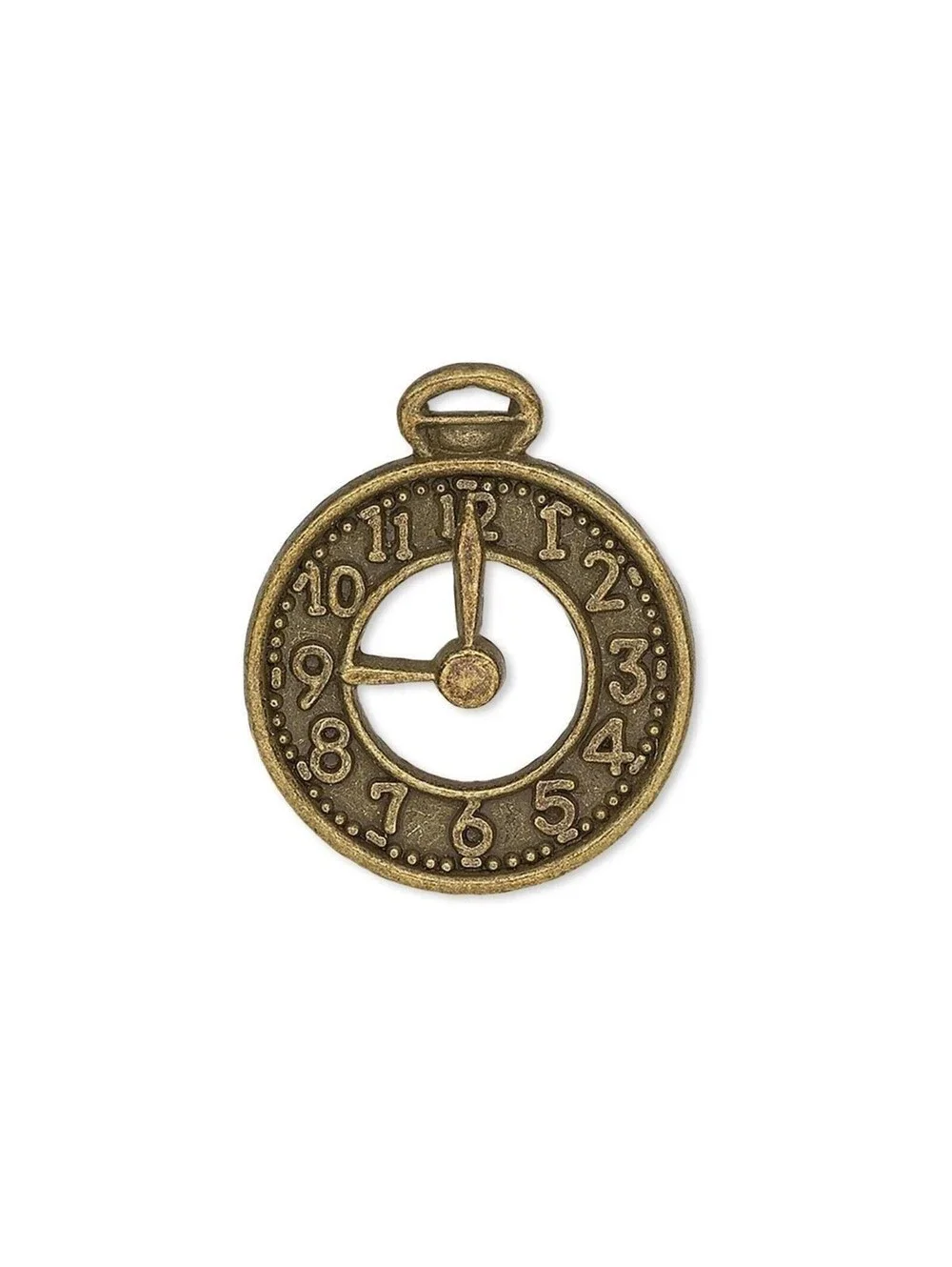 Antique Brass Pewter 25x21mm Flat Pocket Watch Clock Face Charms Pendants 10 pcs